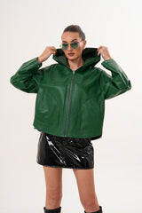 The Calyra Reversible Leather Jacket – Emerald Green - Vinci Leather