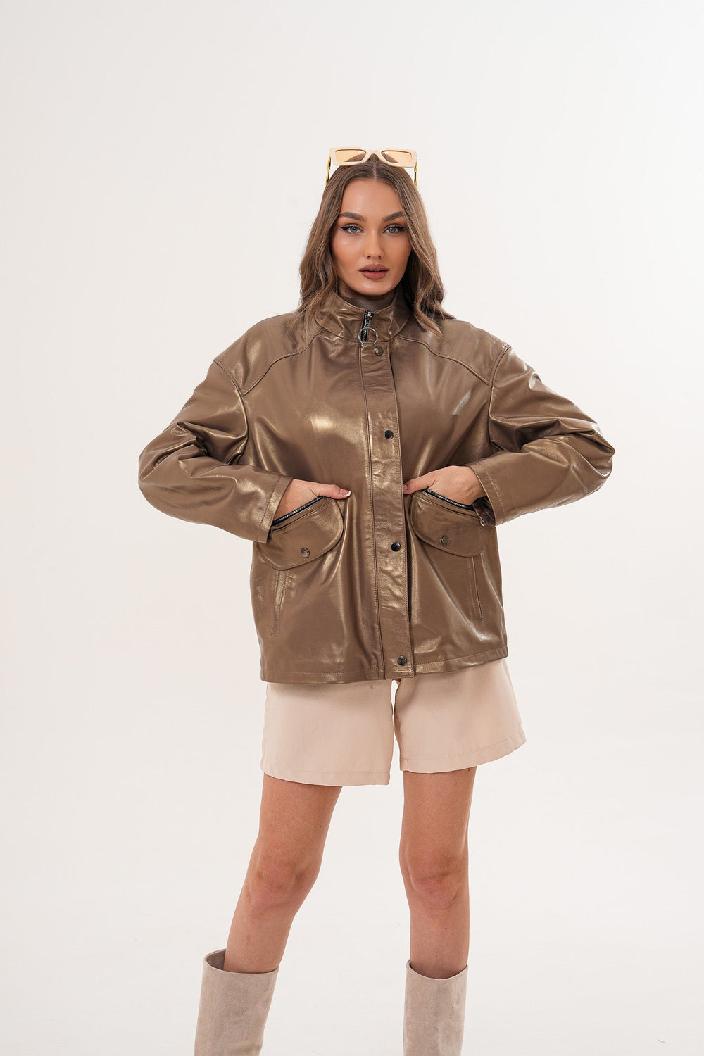 The Zayra Leather Jacket – Taupe Brown - Vinci Leather