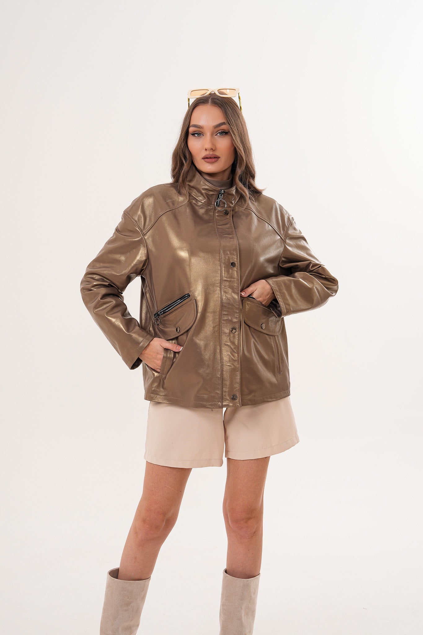 The Zayra Leather Jacket – Taupe Brown - Vinci Leather