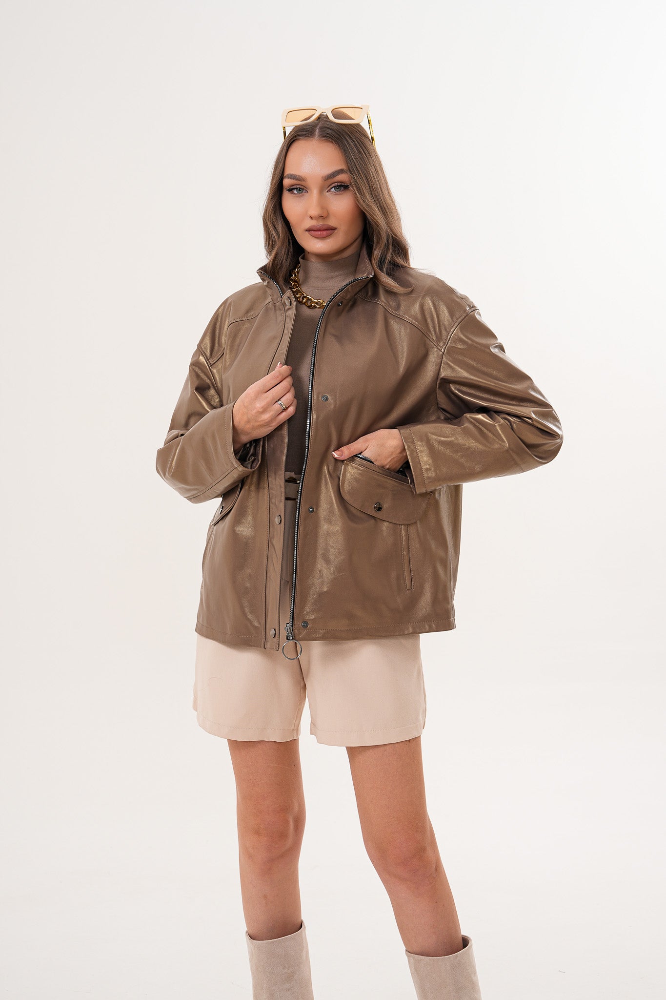 The Zayra Leather Jacket – Taupe Brown - Vinci Leather