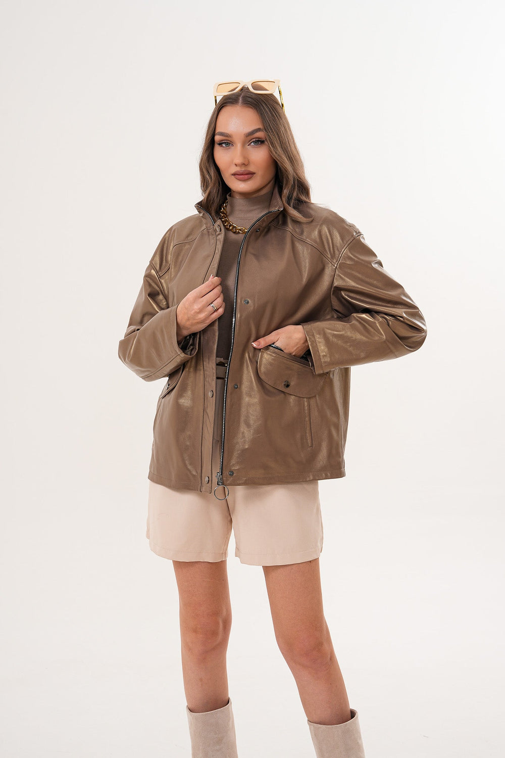 The Zayra Leather Jacket – Taupe Brown - Vinci Leather