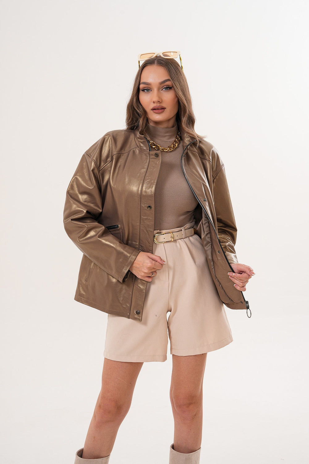 The Zayra Leather Jacket – Taupe Brown - Vinci Leather
