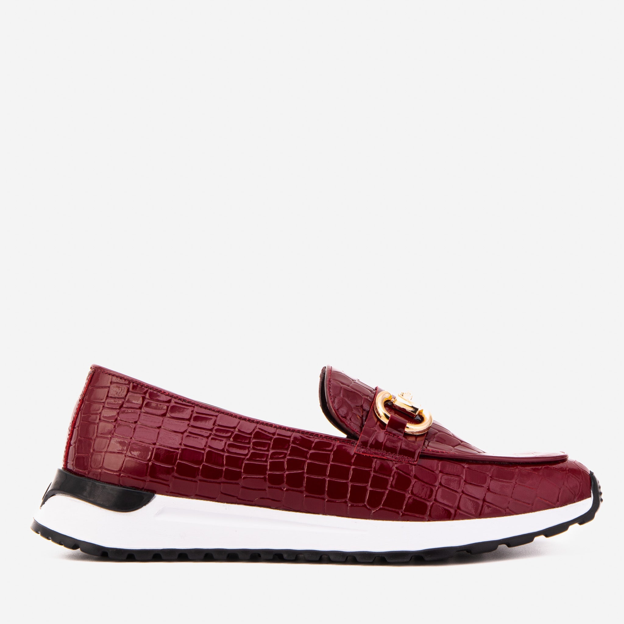 The Milan Burgundy Croc-Embossed Patent Leather Sneaker - Vinci Leather
