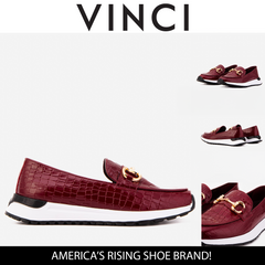 The Milan Burgundy Croc-Embossed Patent Leather Sneaker - Vinci Leather