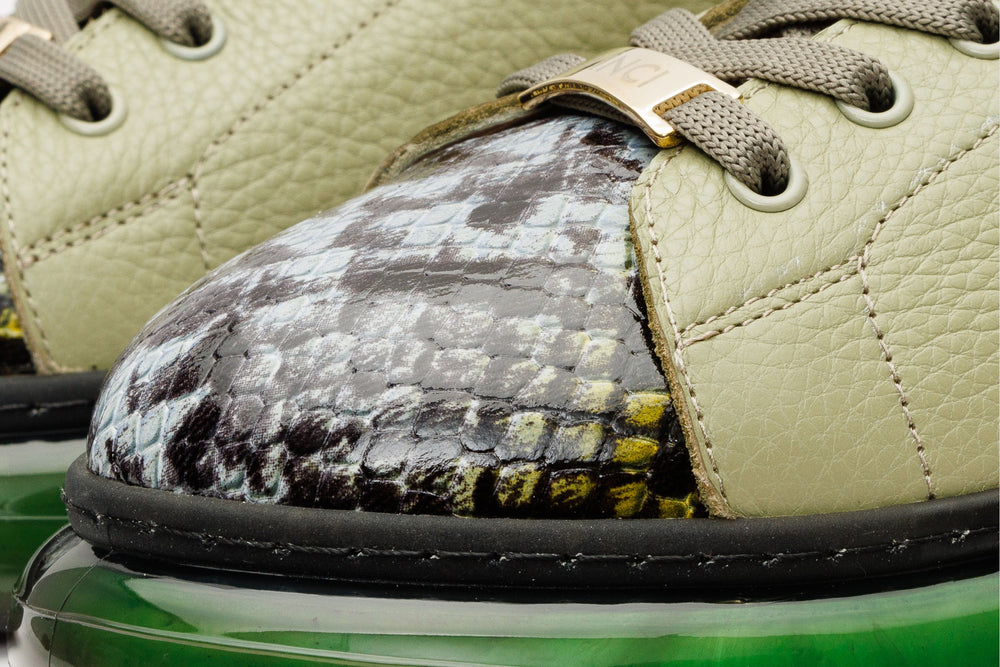 The Venezia Green Leather Sneaker - Vinci Leather
