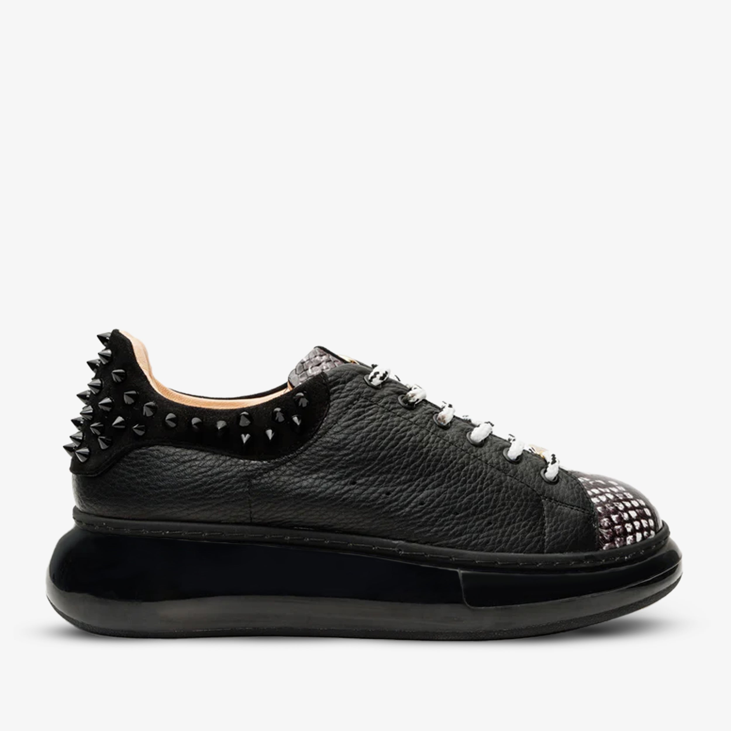 The Venezia Black Leather Sneaker - Vinci Leather