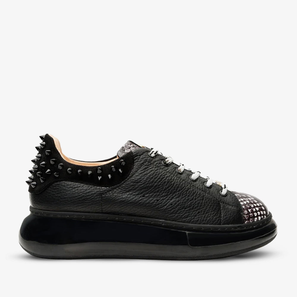 The Venezia Black Leather Sneaker - Vinci Leather