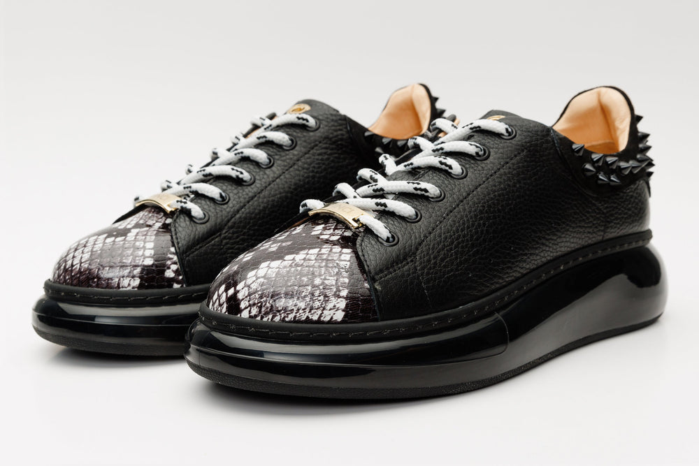 The Venezia Black Leather Sneaker - Vinci Leather