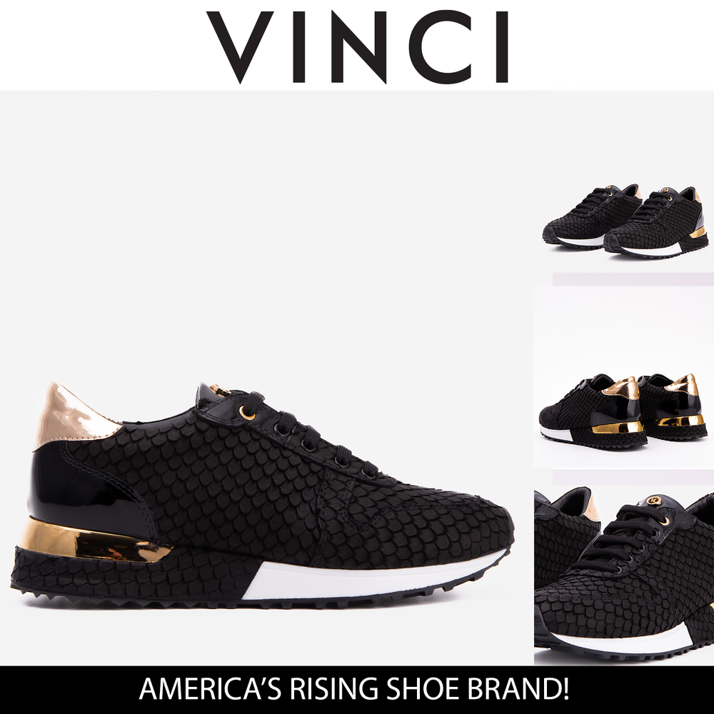 The Scarlet Black Leather Sneaker - Vinci Leather