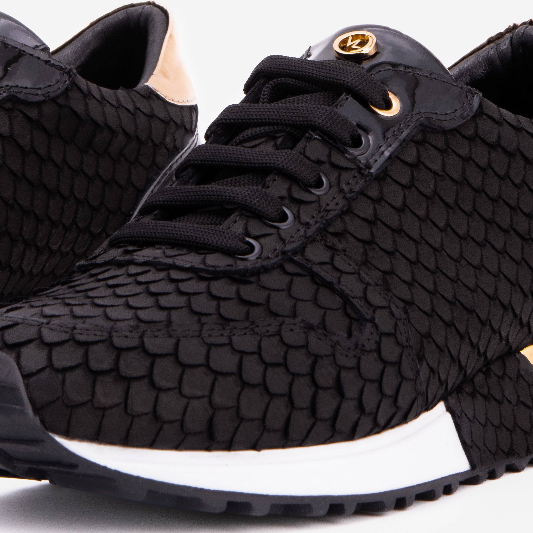 The Scarlet Black Leather Sneaker - Vinci Leather