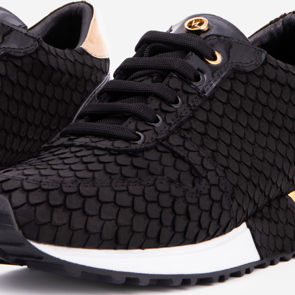 The Scarlet Black Leather Sneaker - Vinci Leather