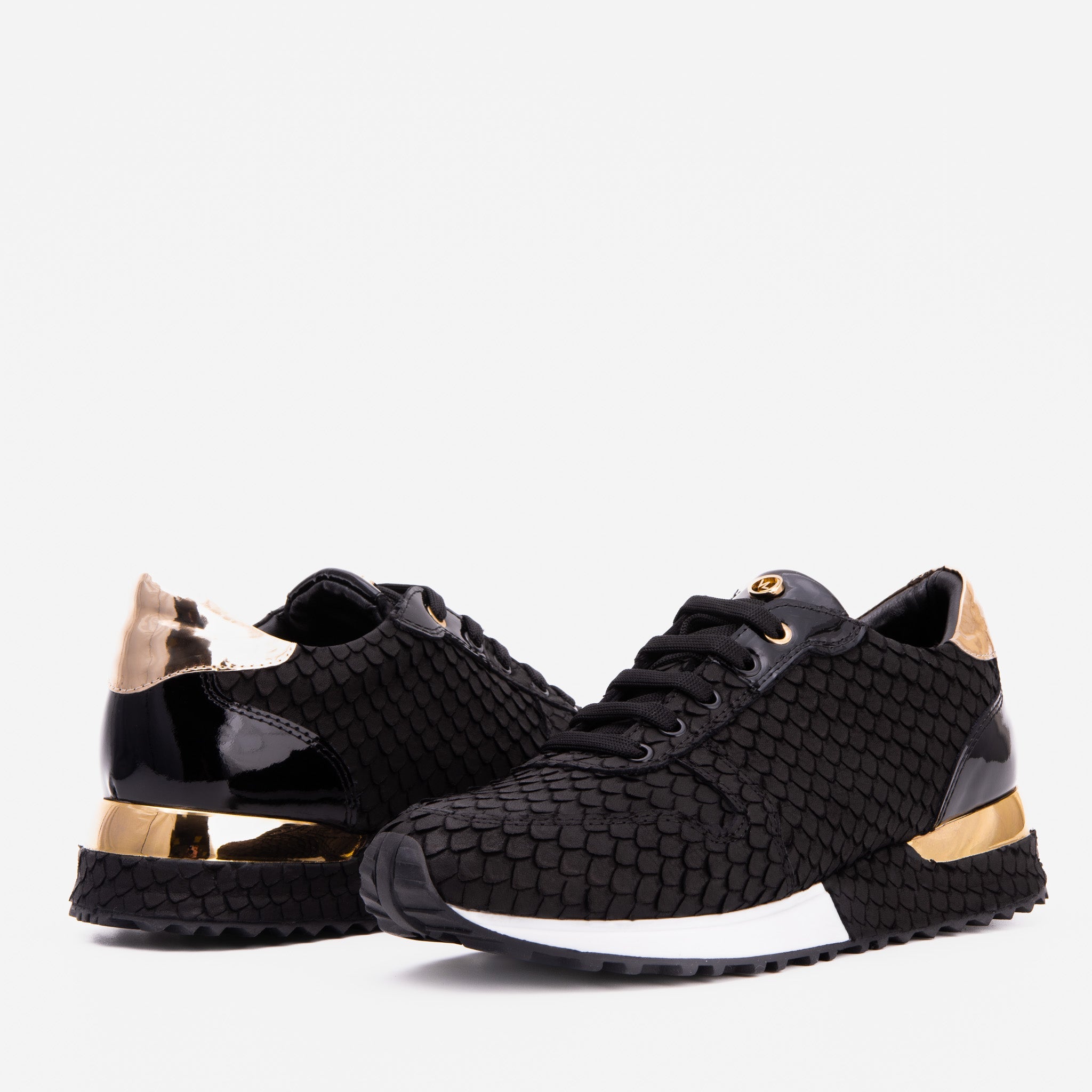 The Scarlet Black Leather Sneaker - Vinci Leather