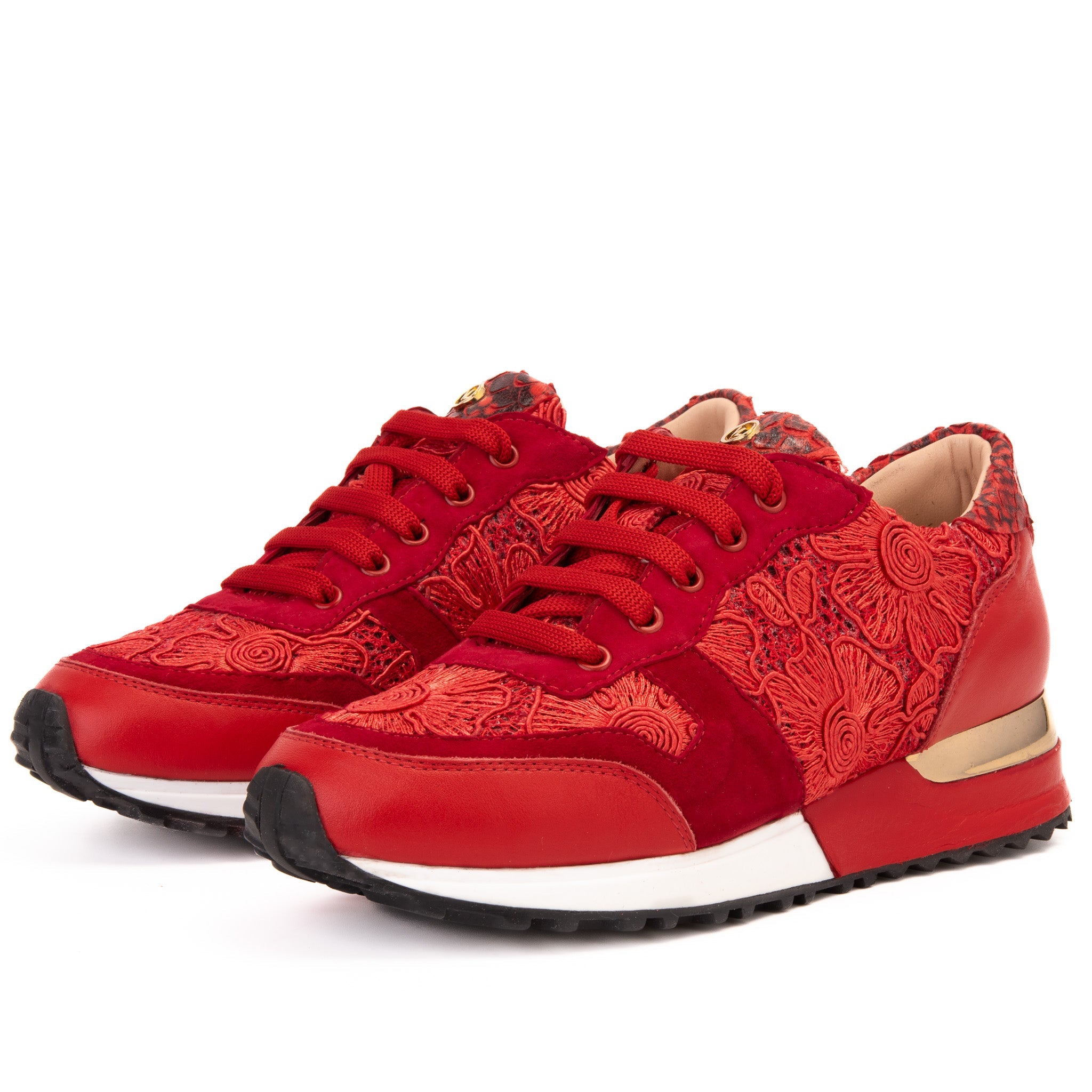 The Noir Red Leather Sneaker - Vinci Leather