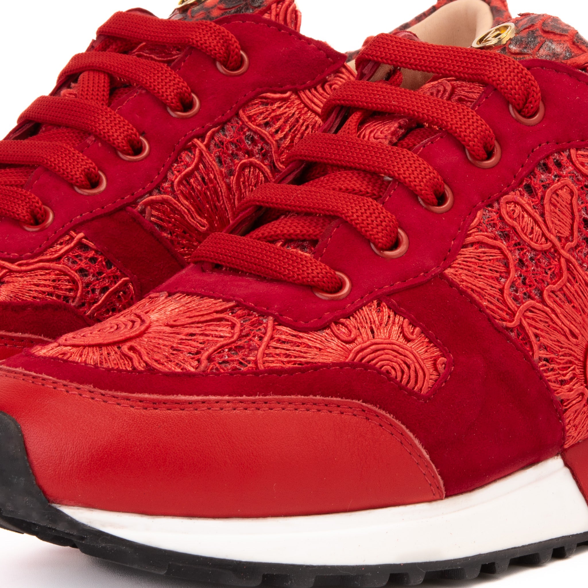 The Noir Red Leather Sneaker - Vinci Leather
