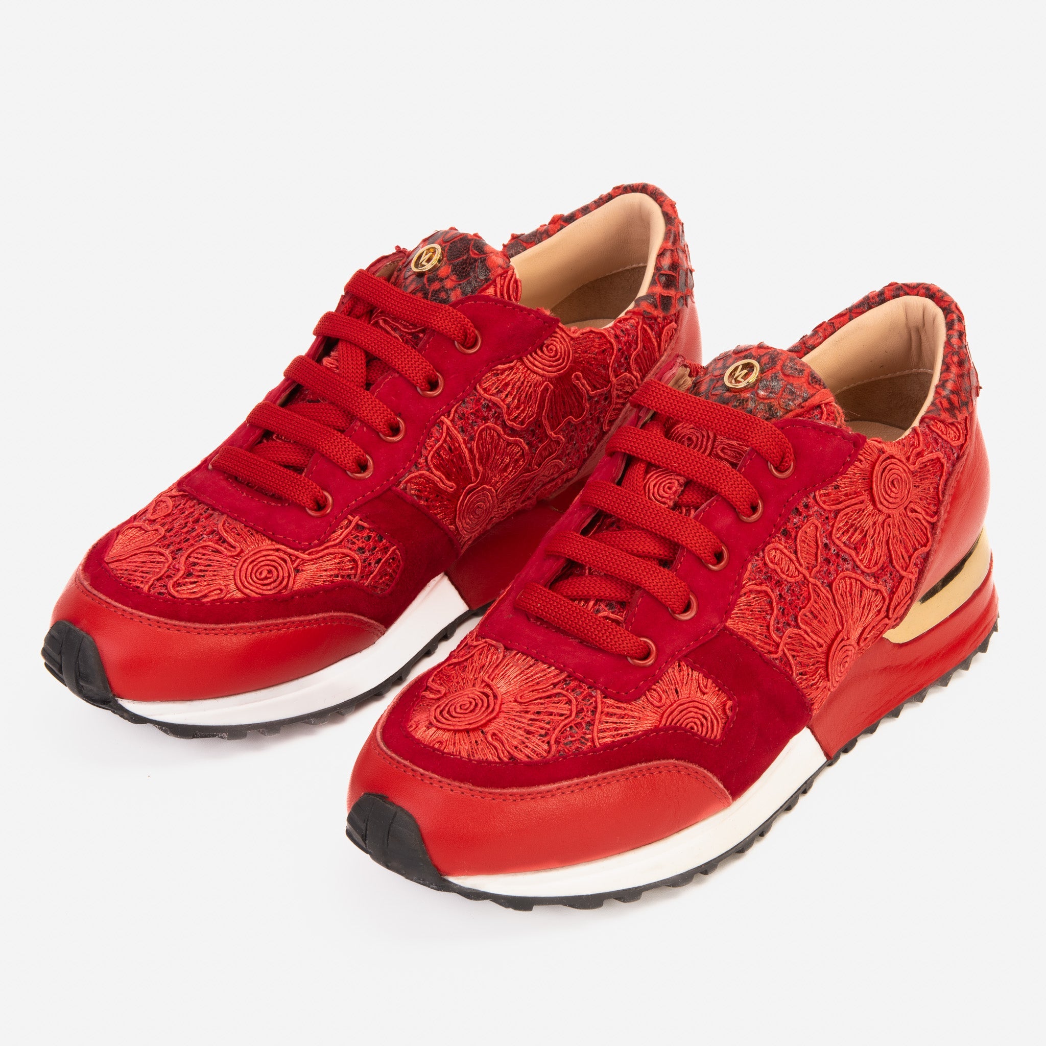 The Noir Red Leather Sneaker - Vinci Leather