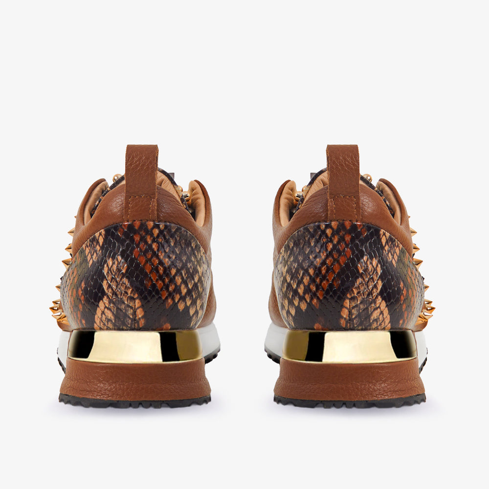 The Infanta Tan  Spike Leather Sneaker Limited Edition - Vinci Leather