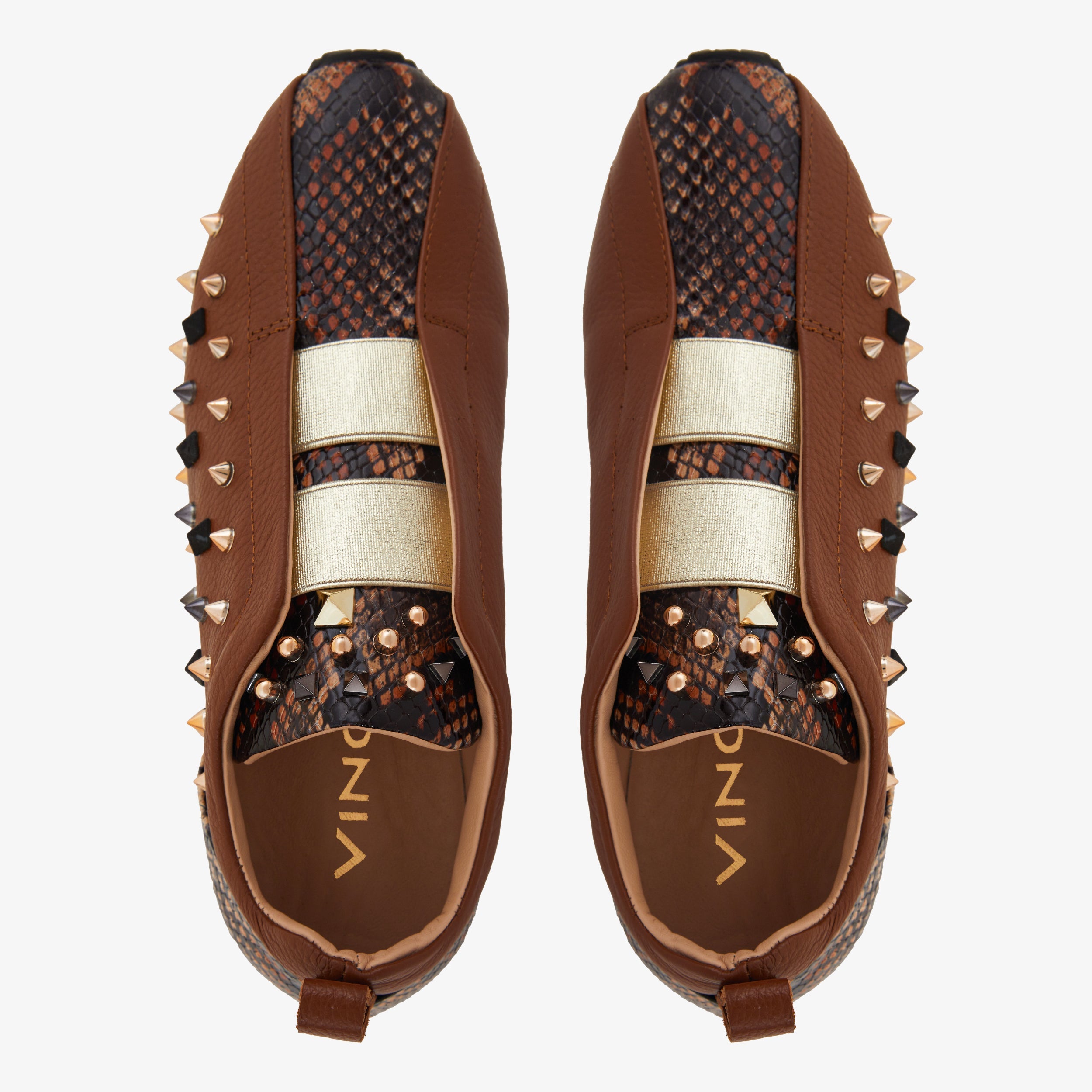 The Infanta Tan  Spike Leather Sneaker Limited Edition - Vinci Leather