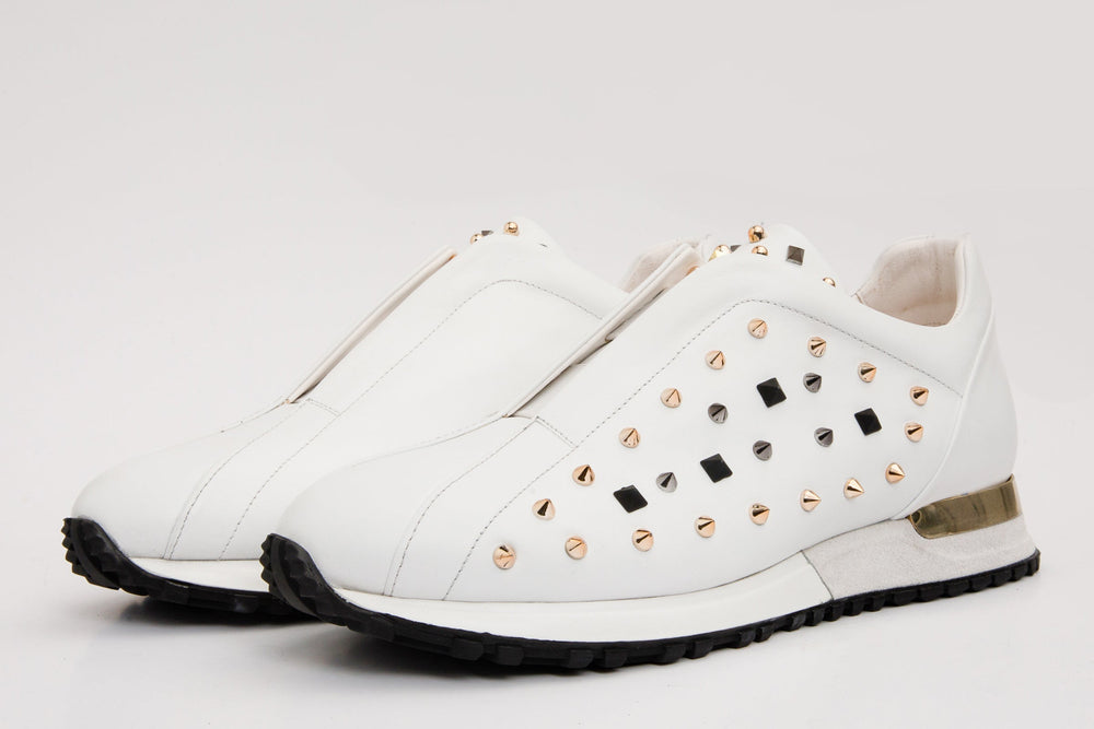 The Infanta White Spike Leather Sneaker  Limited Edition - Vinci Leather