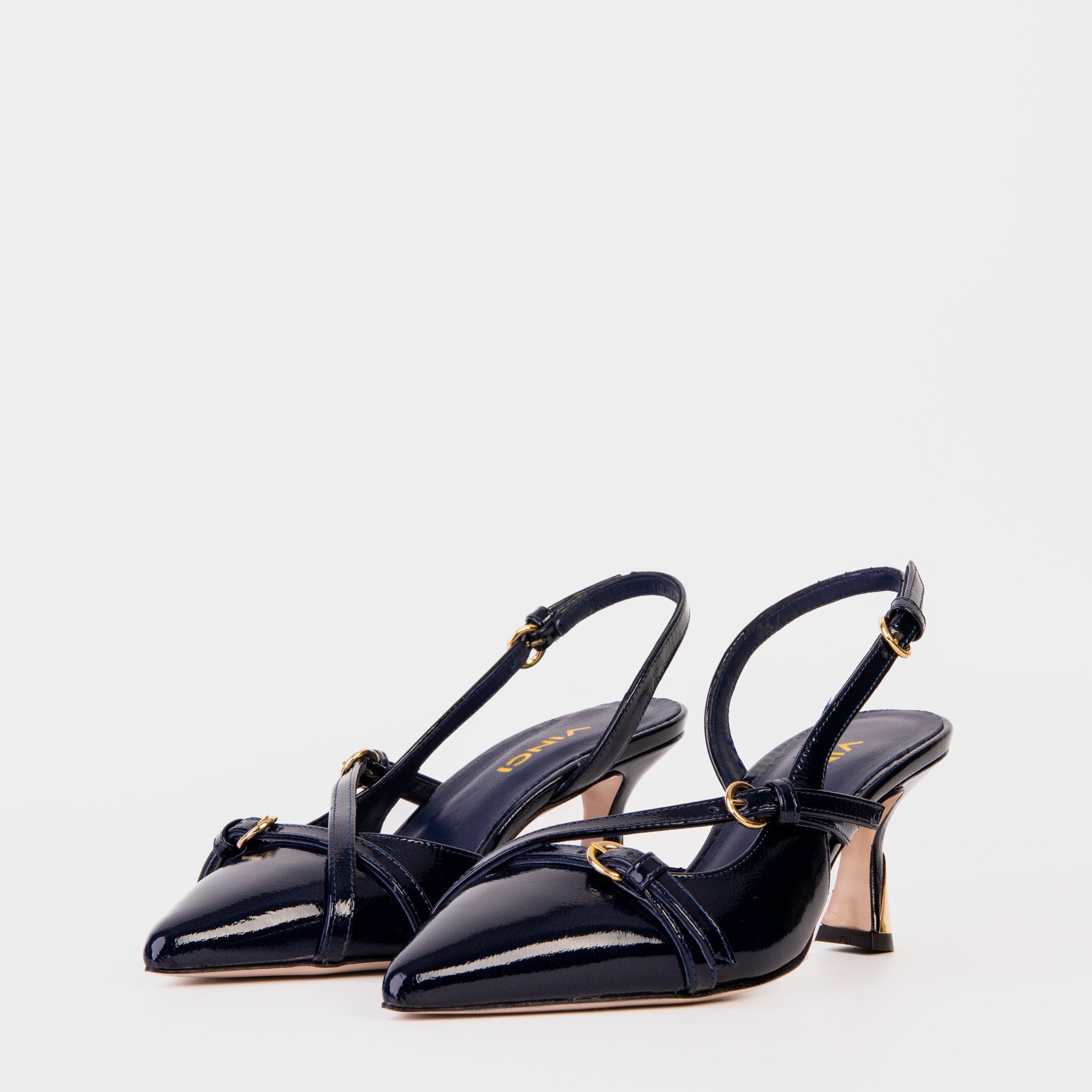 The Atlantic Navy Blue Leather Slingback Sandal - Vinci Leather
