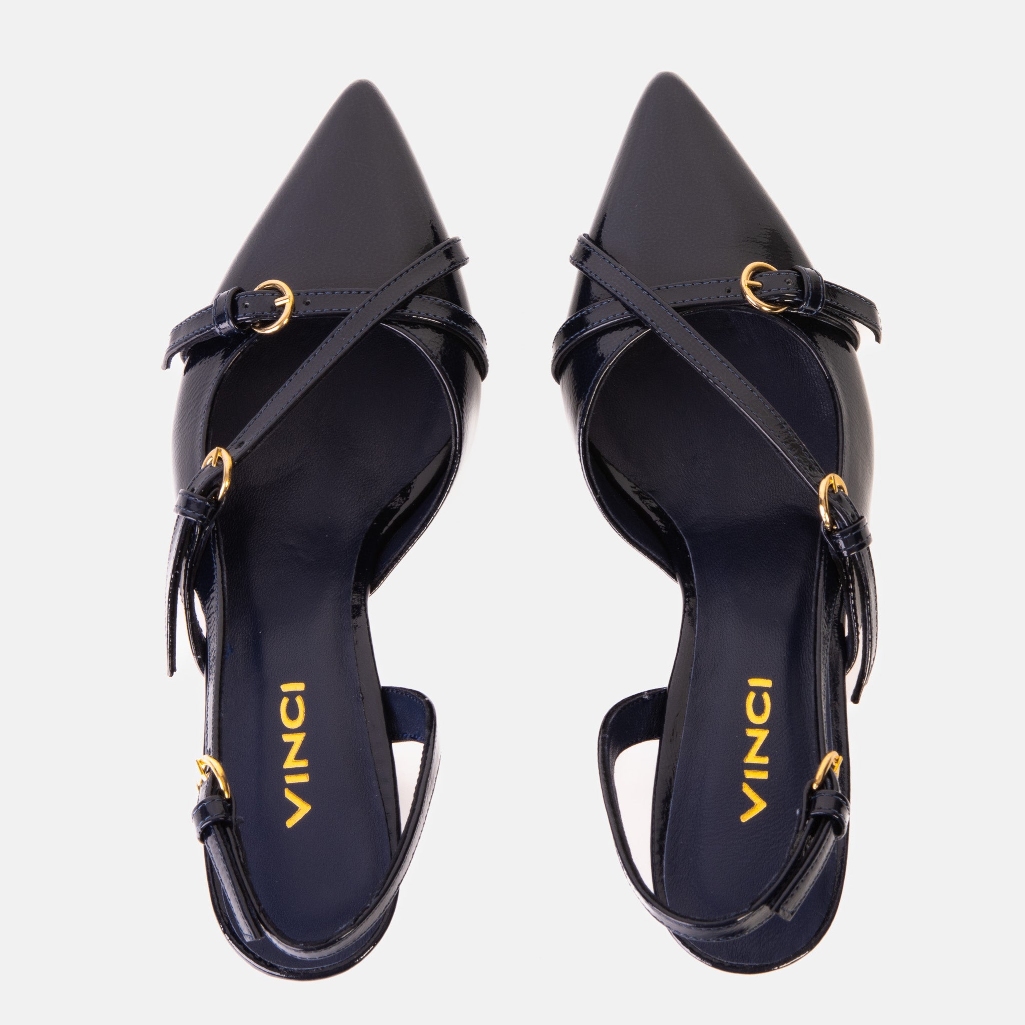 The Atlantic Navy Blue Leather Slingback Sandal - Vinci Leather