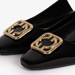The Rosalinda Black Leather Flat Slingback Sandal - Vinci Leather