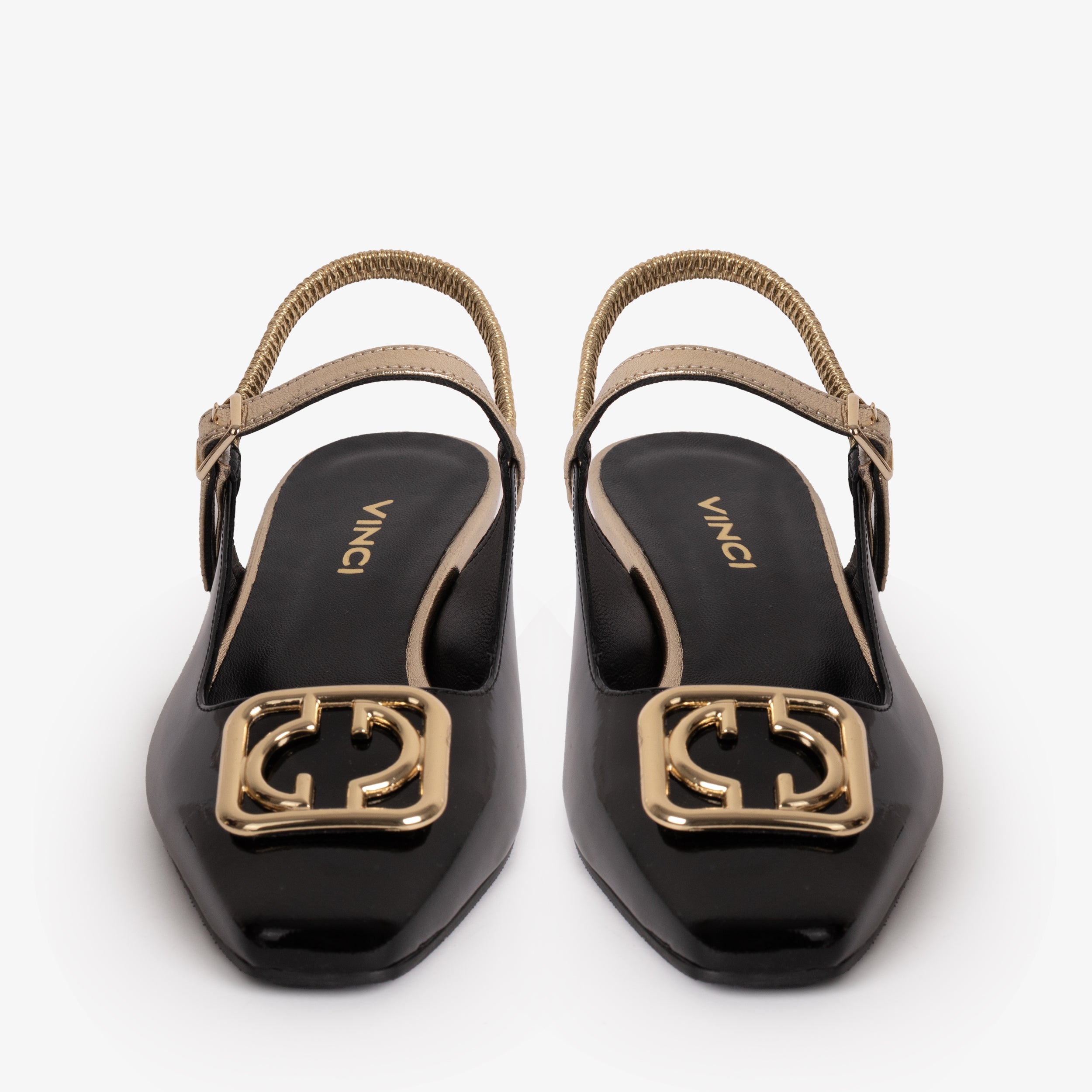 The Rosalinda Black Leather Flat Slingback Sandal - Vinci Leather