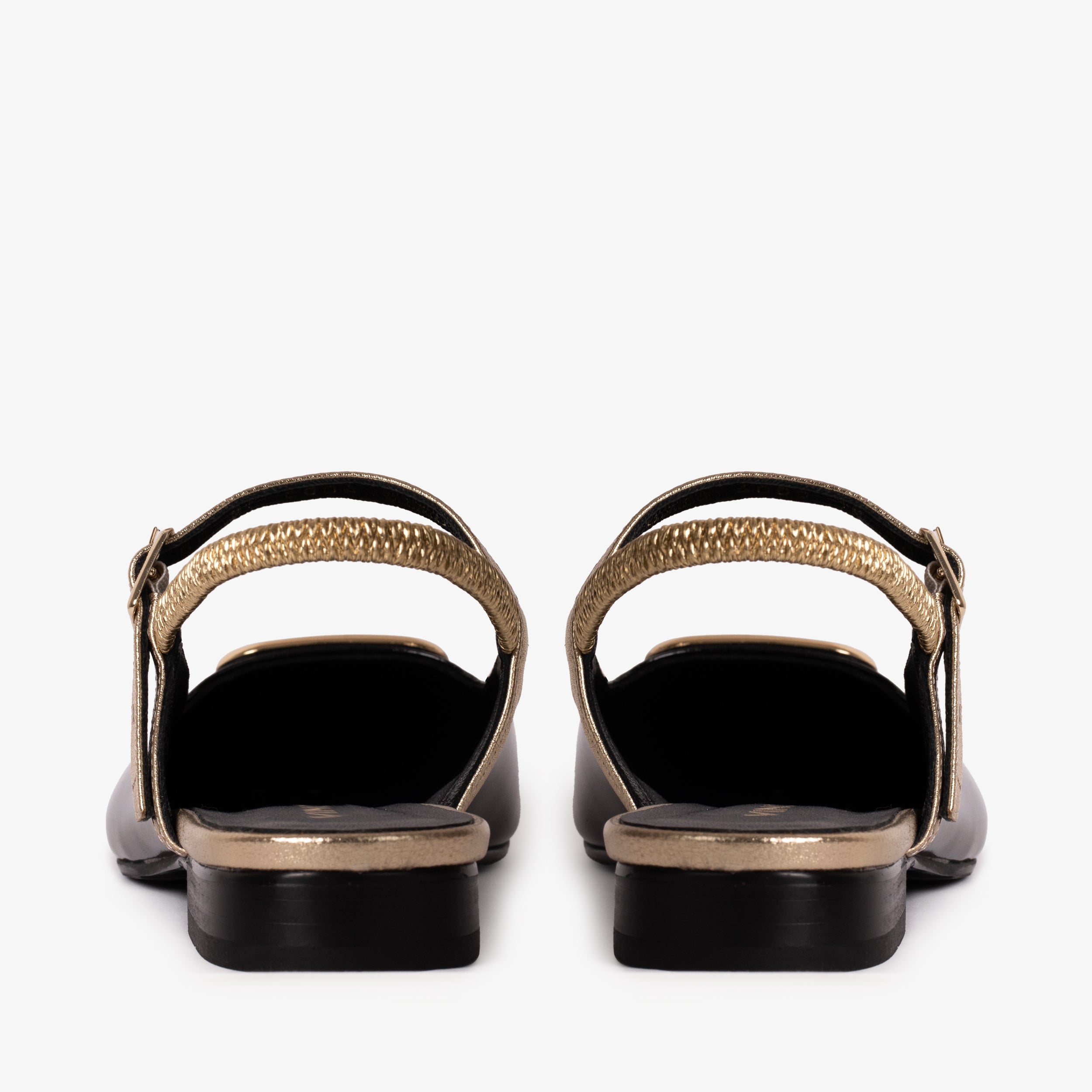 The Rosalinda Black Leather Flat Slingback Sandal - Vinci Leather