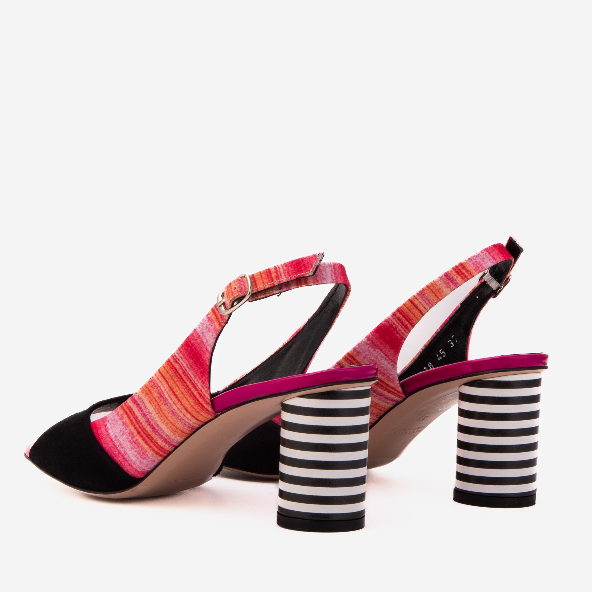 The Spectrum Multicolor Block Heel Leather Slingback Sandal - Vinci Leather
