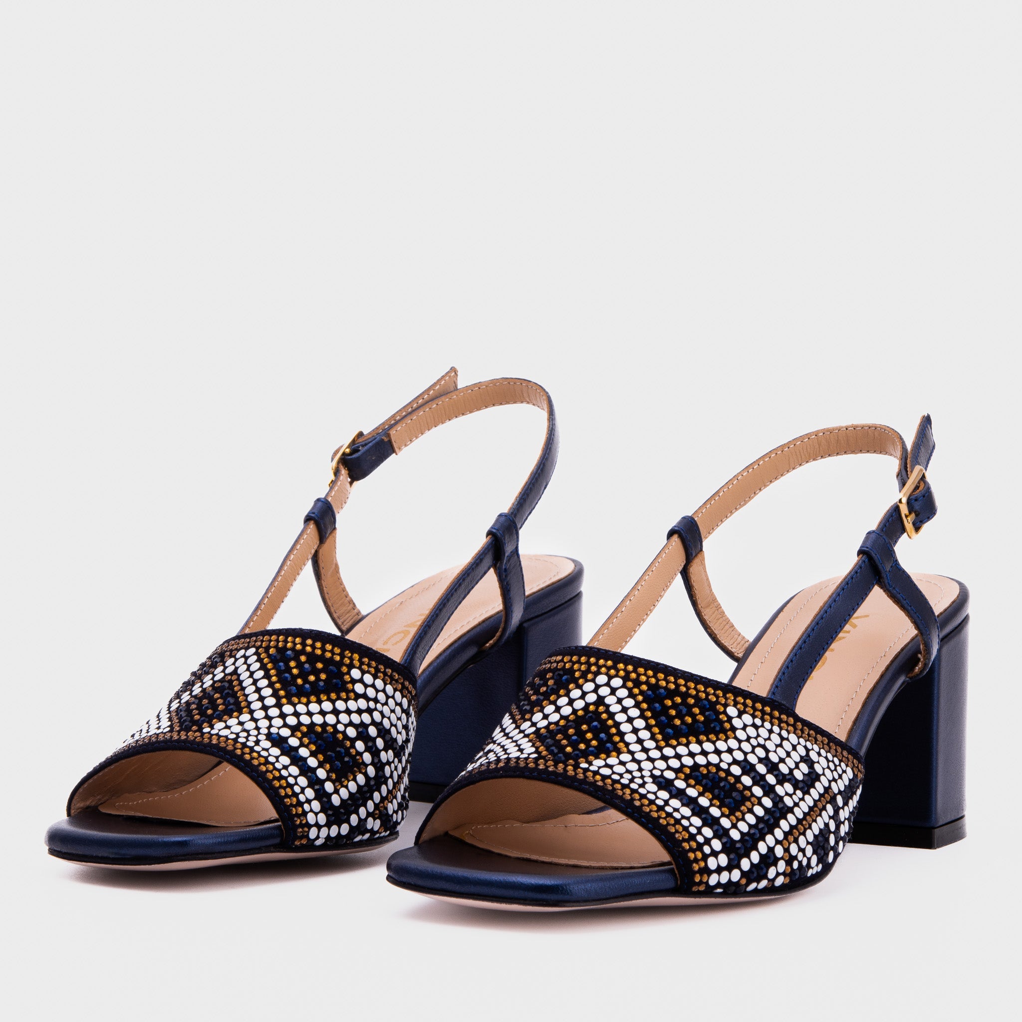 The Nampula Navy Blue Leather Slingback Sandal - Vinci Leather