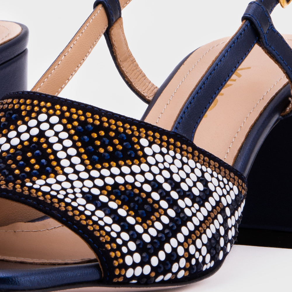 The Nampula Navy Blue Leather Slingback Sandal - Vinci Leather