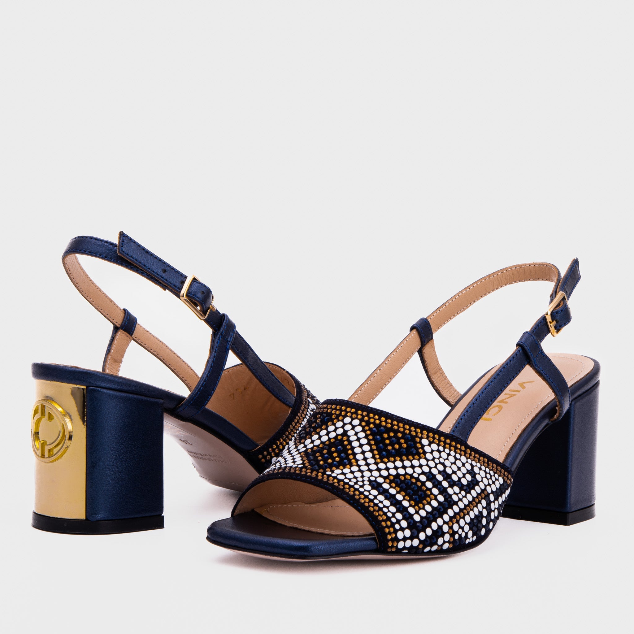 The Nampula Navy Blue Leather Slingback Sandal - Vinci Leather
