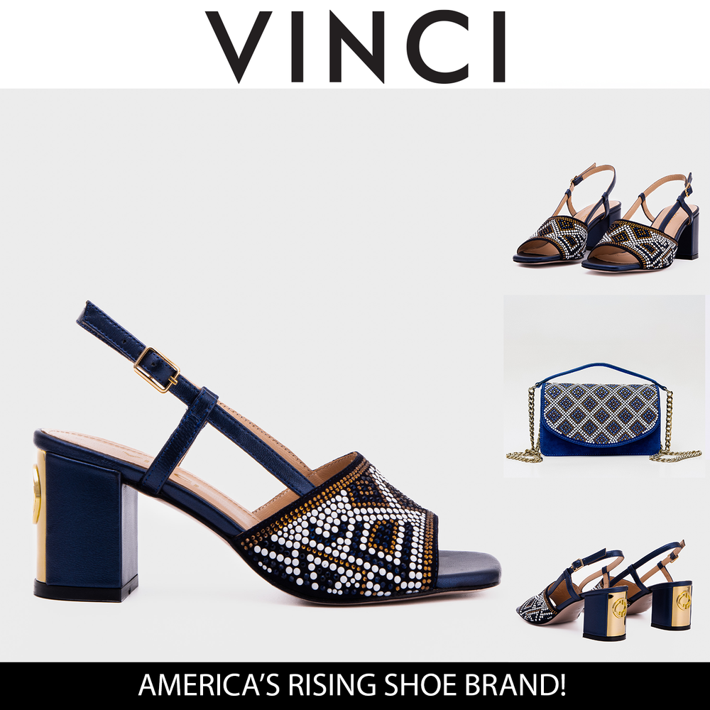 The Nampula Navy Blue Leather Slingback Sandal - Vinci Leather