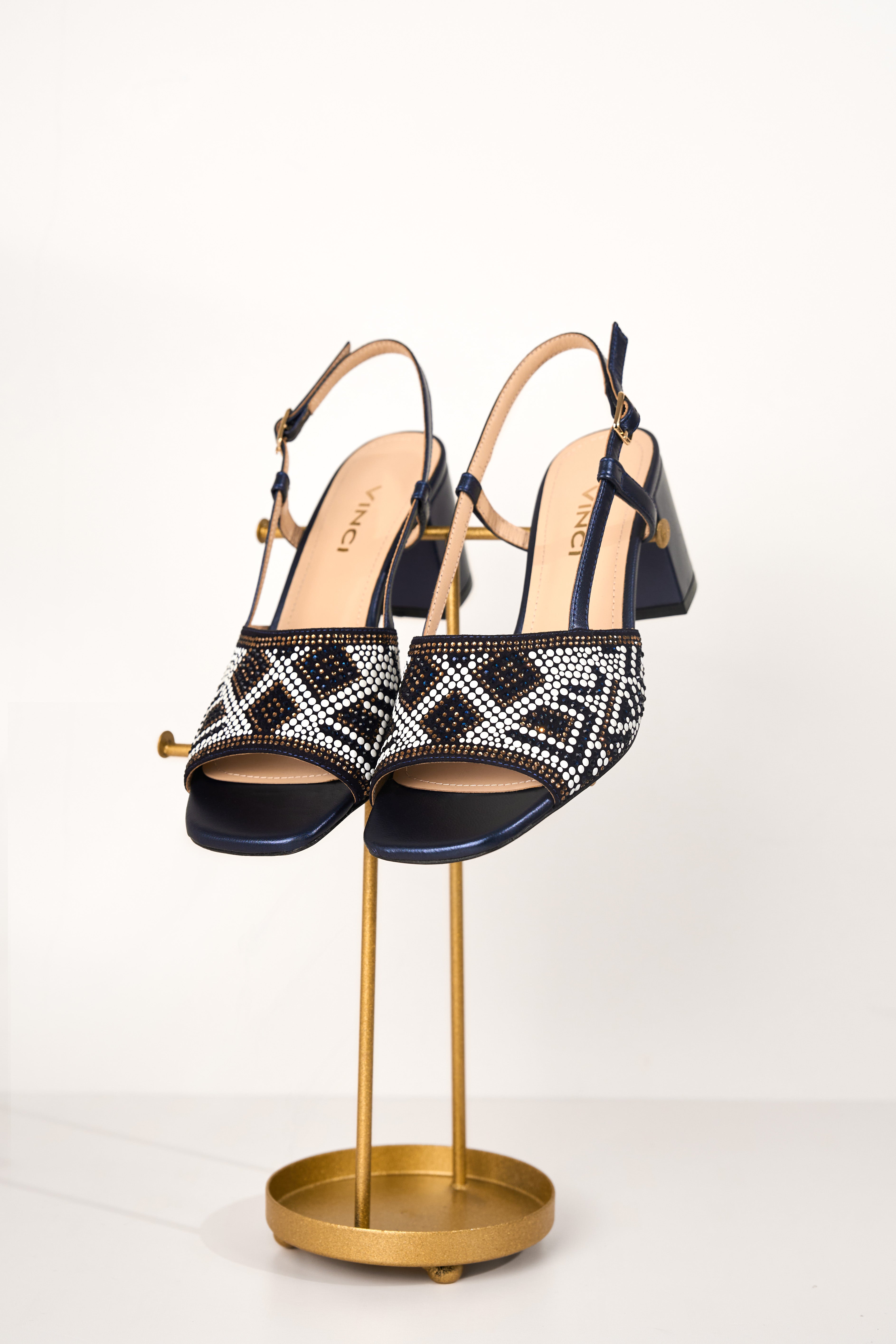 The Nampula Navy Blue Leather Slingback Sandal - Vinci Leather