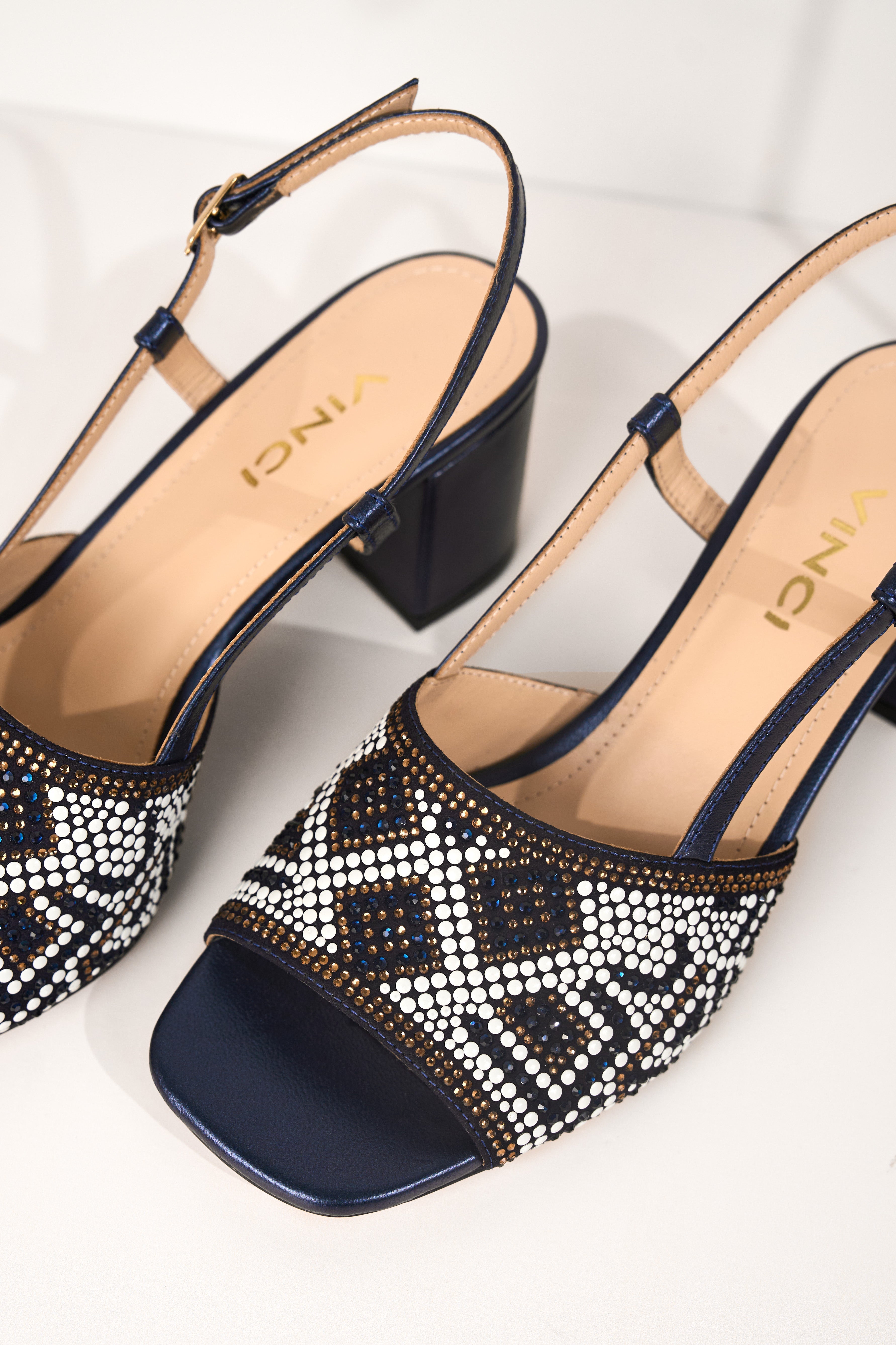 The Nampula Navy Blue Leather Slingback Sandal - Vinci Leather