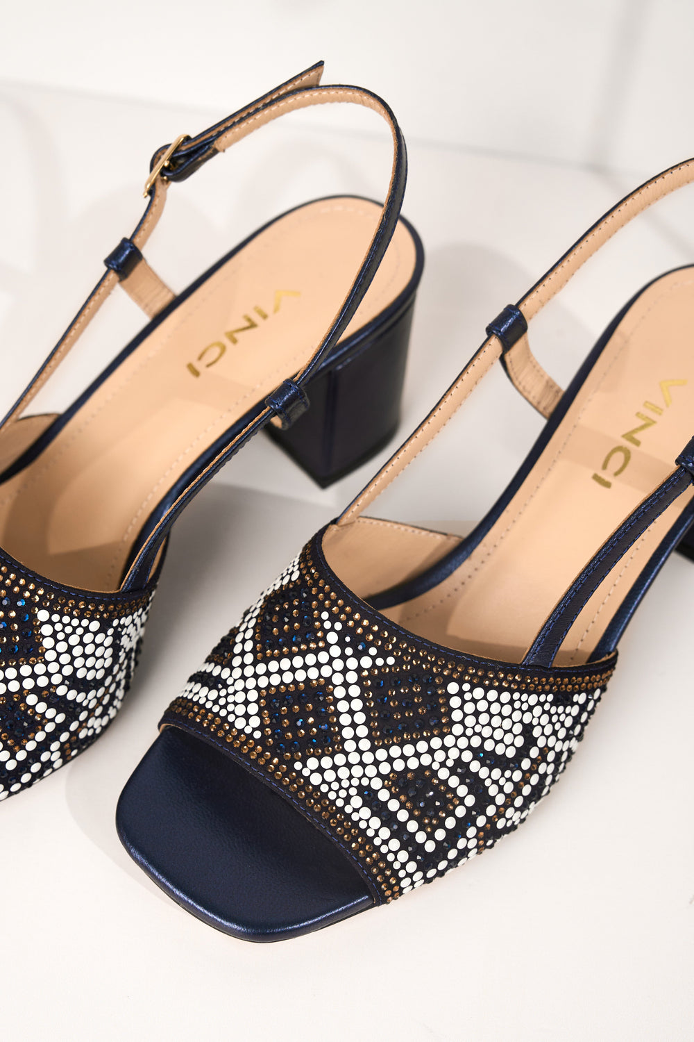 The Nampula Navy Blue Leather Slingback Sandal - Vinci Leather