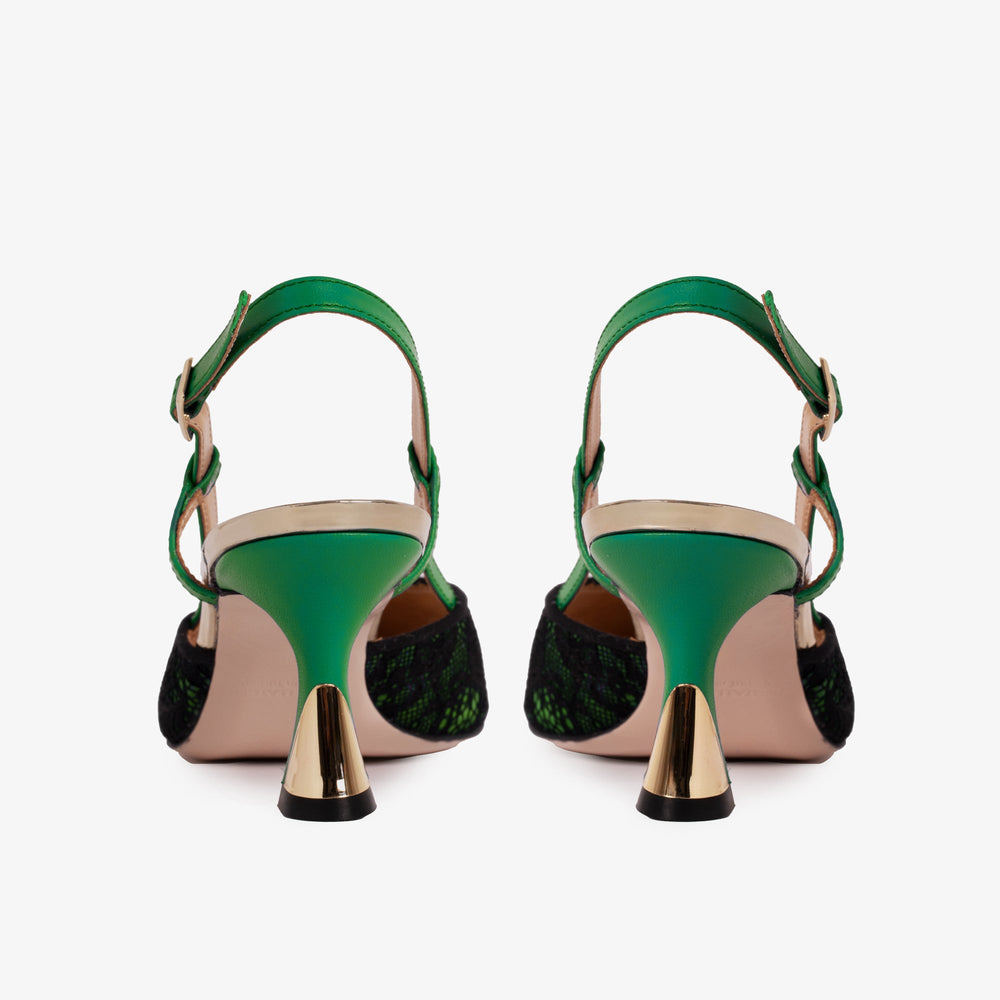 The Bali Green Leather Slingback Sandal - Vinci Leather