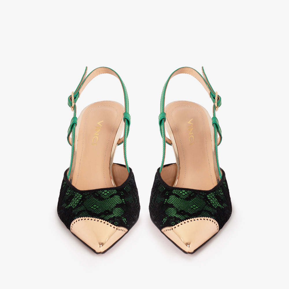 The Bali Green Leather Slingback Sandal - Vinci Leather