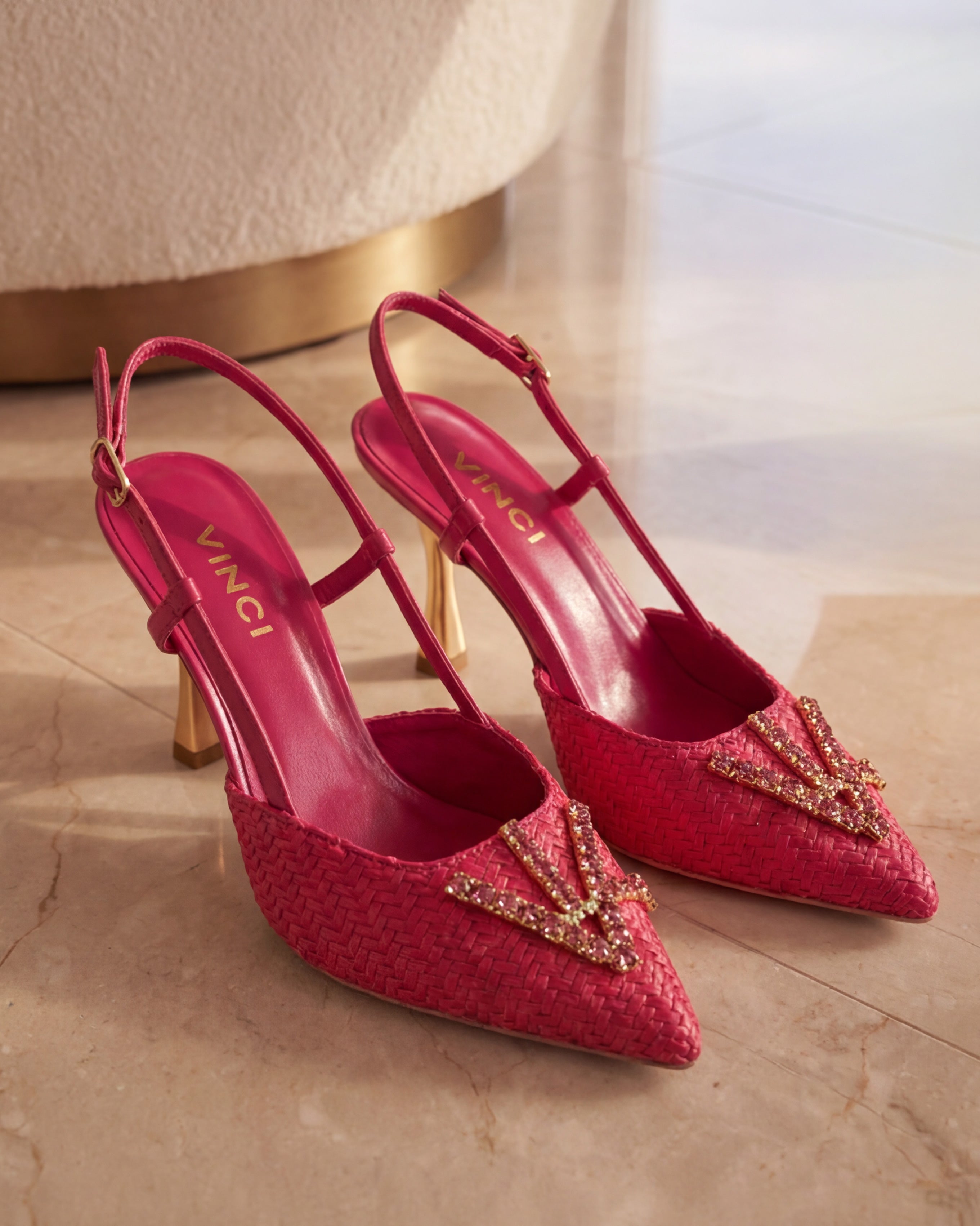 The Luna Fuchsia Leather Slingback Sandal - Vinci Leather