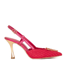 The Luna Fuchsia Leather Slingback Sandal - Vinci Leather