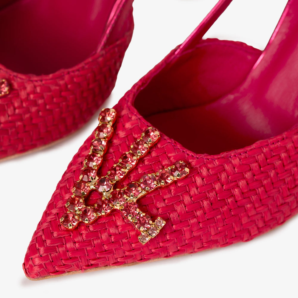 The Luna Fuchsia Leather Slingback Sandal - Vinci Leather
