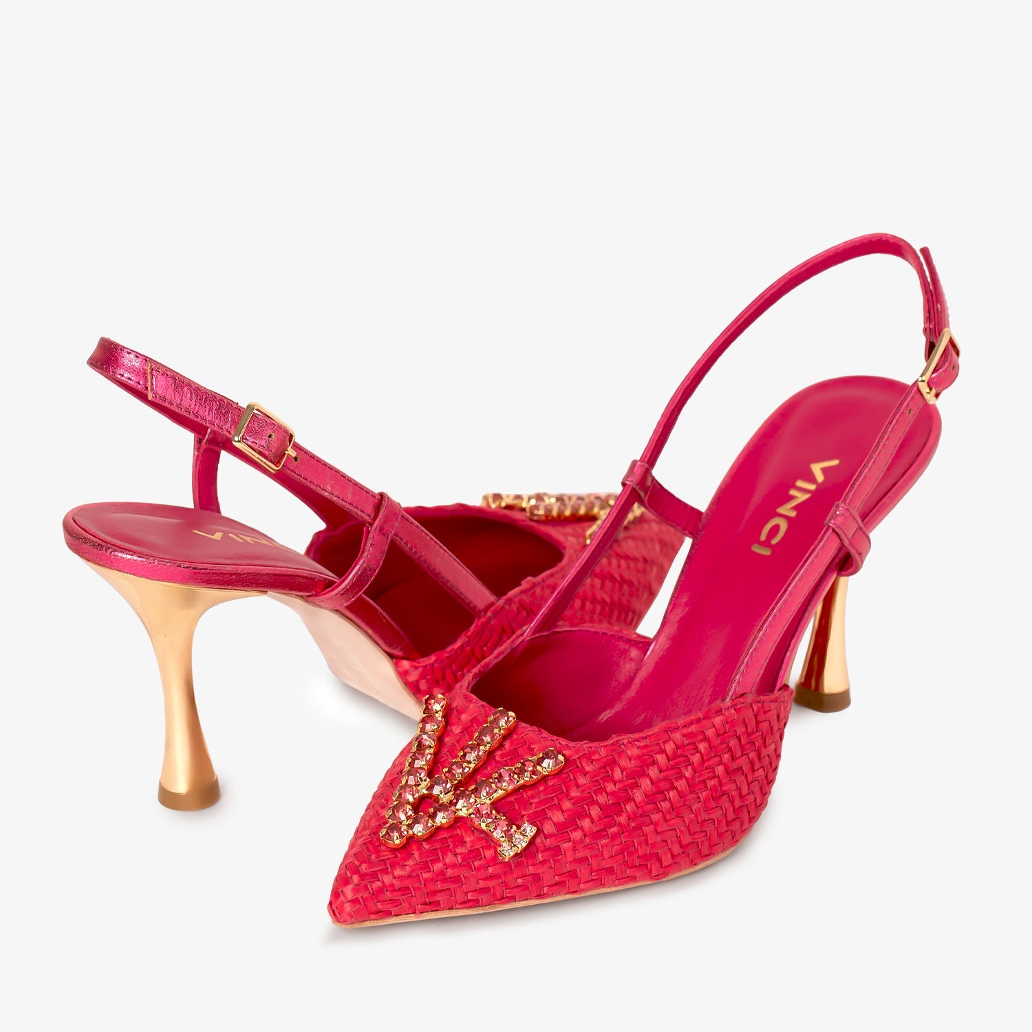 The Luna Fuchsia Leather Slingback Sandal - Vinci Leather