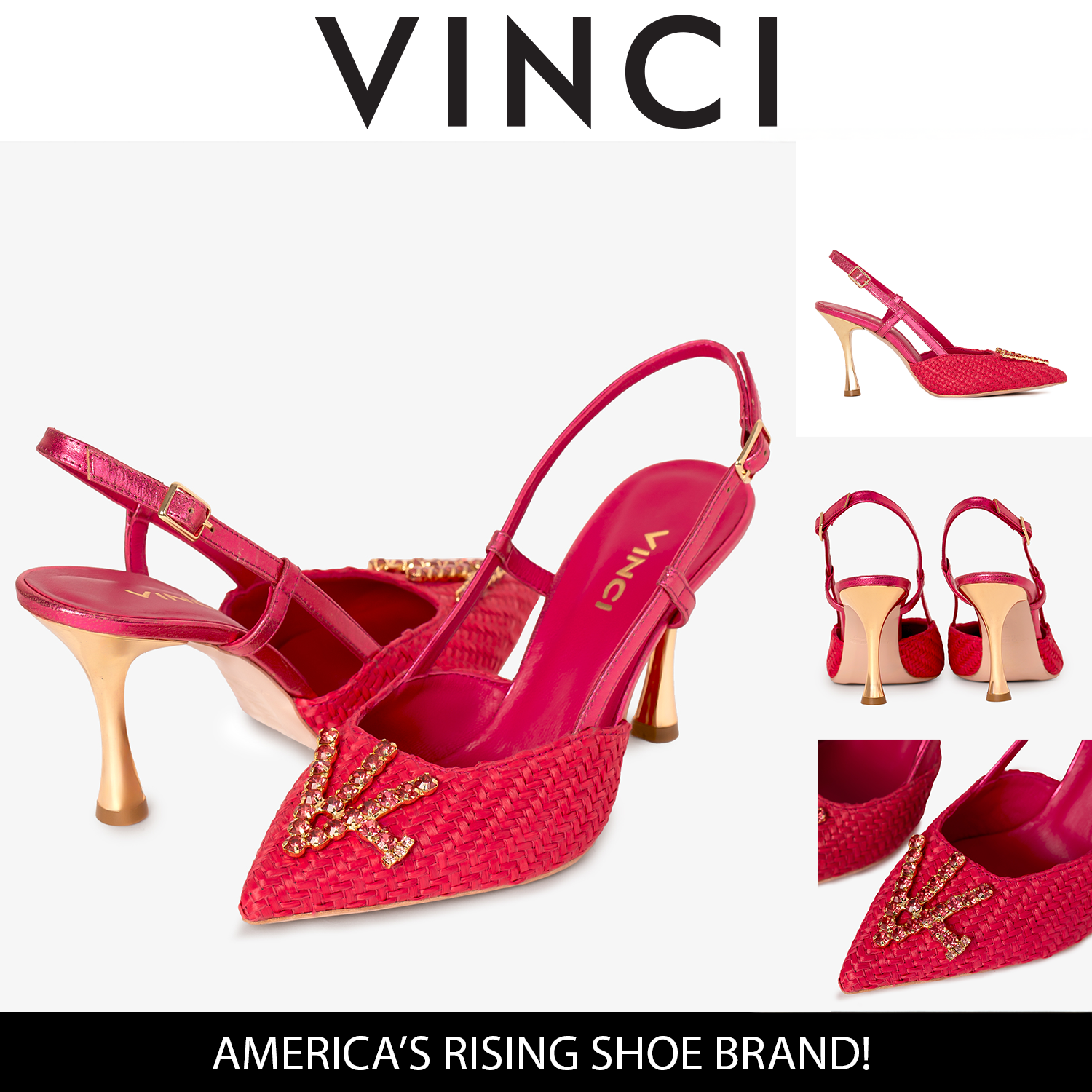 The Luna Fuchsia Leather Slingback Sandal - Vinci Leather