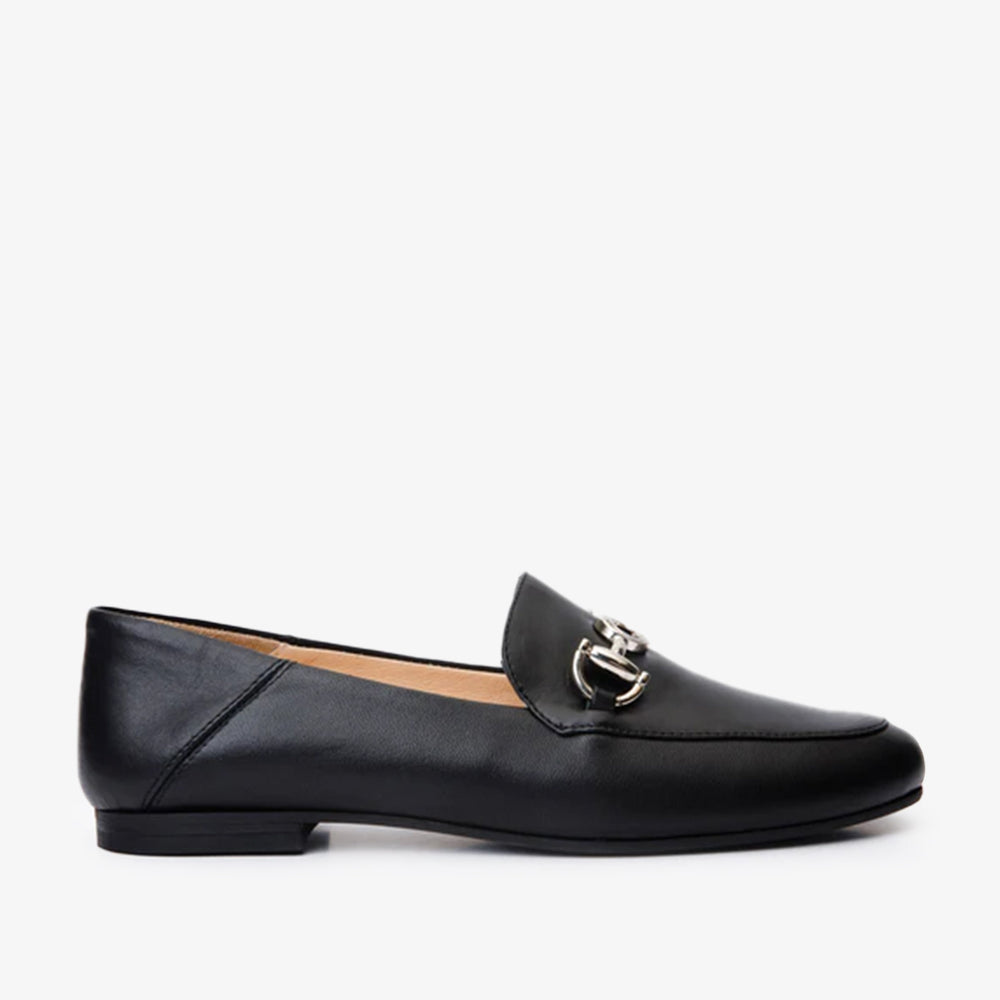 Luanda Black Leather Flat Shoe - Vinci Leather