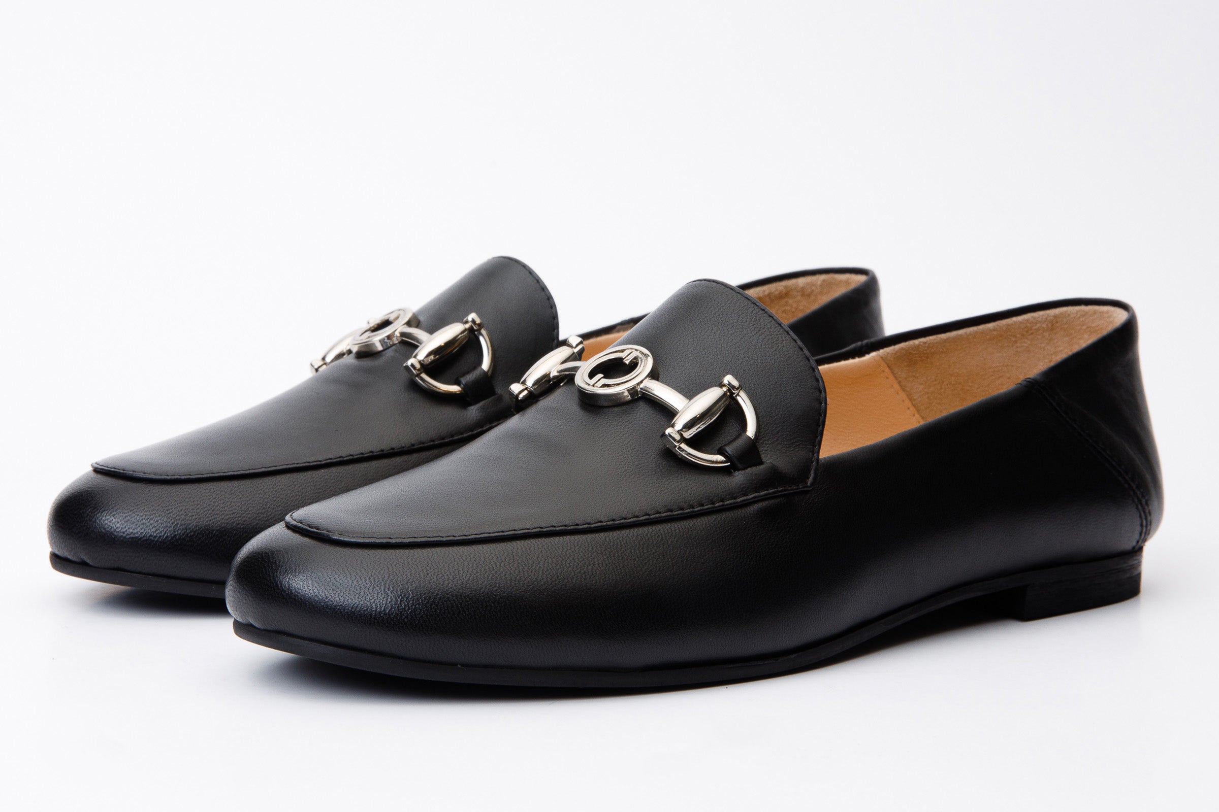 Luanda Black Leather Flat Shoe - Vinci Leather