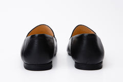 Luanda Black Leather Flat Shoe - Vinci Leather