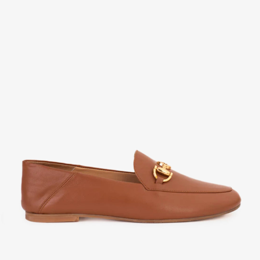 Luanda Tan Leather Flat Shoe - Vinci Leather