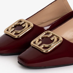 The Rosalinda Burgundy Patent Leather Flat Slingback Sandal - Vinci Leather