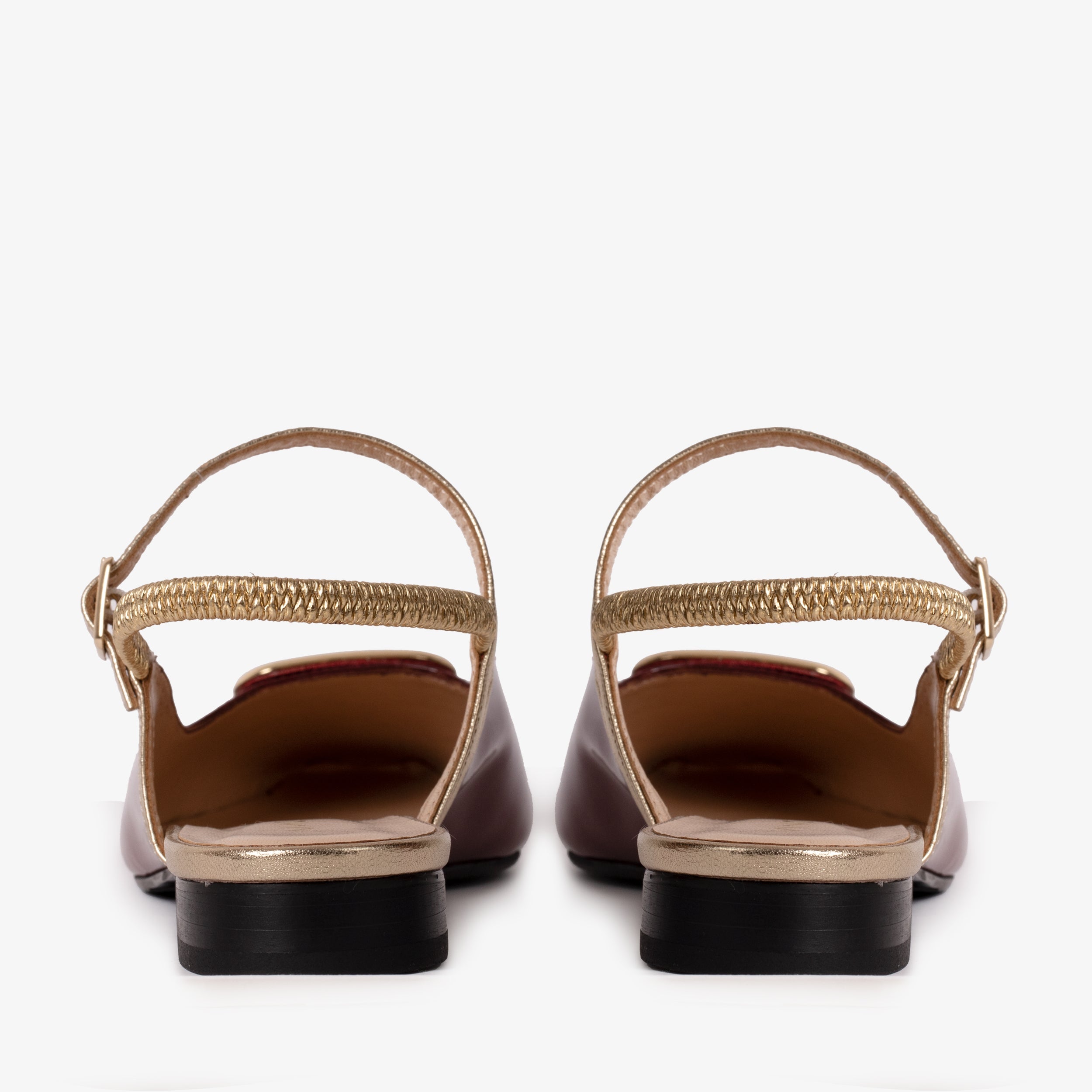 The Rosalinda Burgundy Patent Leather Flat Slingback Sandal - Vinci Leather