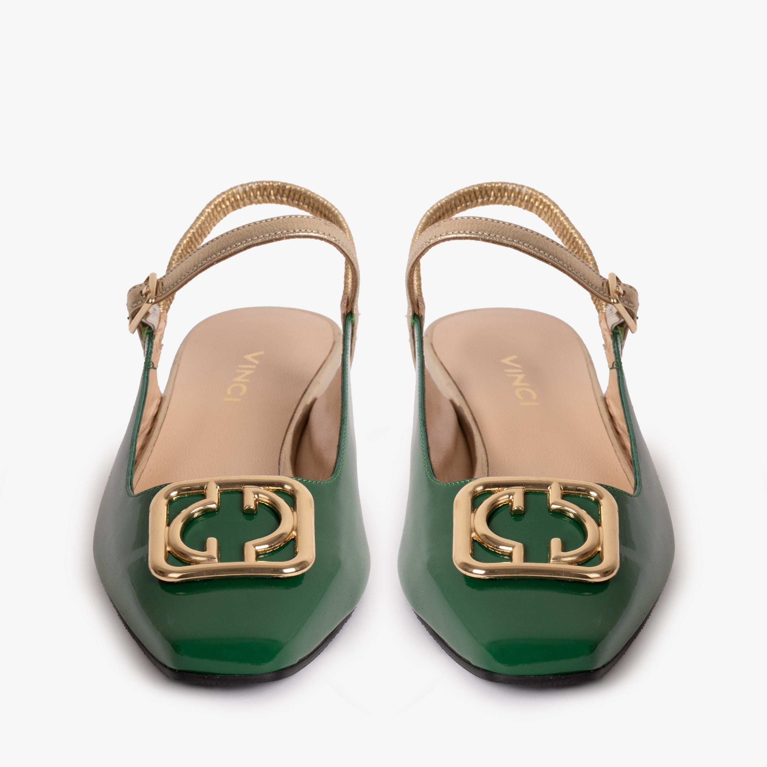 The Rosalinda Green Patent Leather Flat Slingback Sandal - Vinci Leather