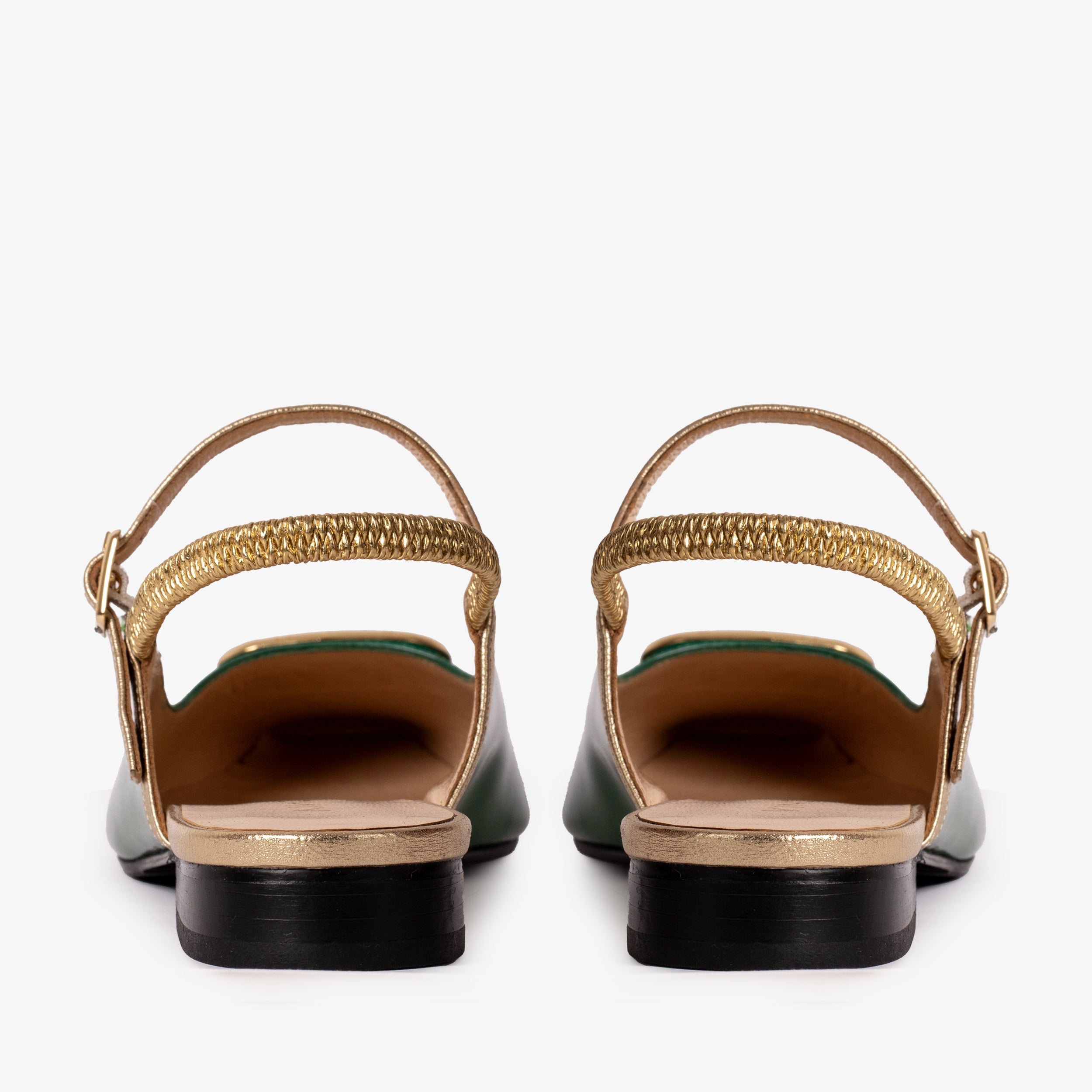 The Rosalinda Green Patent Leather Flat Slingback Sandal - Vinci Leather